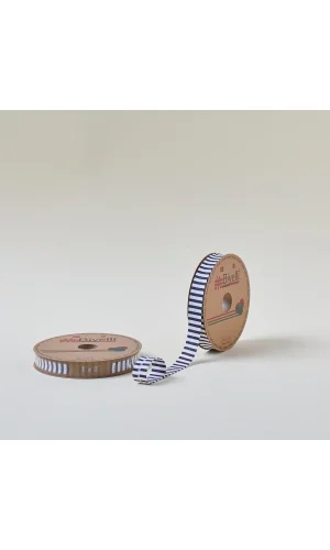 Biye Kalın Çizgili Katlı F10 indigo 2 cm 25 Metre %65 Koton %35 Polyester