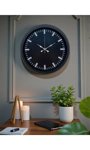 Black Baseline 40 Cm Metal Duvar Saati