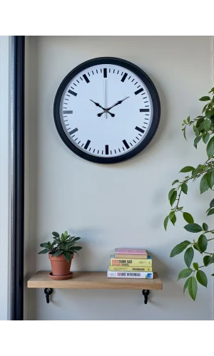 Black & White Baseline 40 Cm Metal Duvar Saati