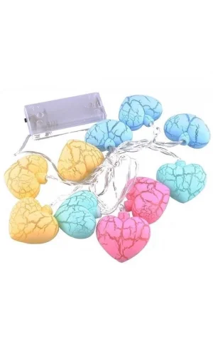 BUFFER® 10lu Renkli Kalp Şeklinde Dekoratif Dolama Led Aydınlatması