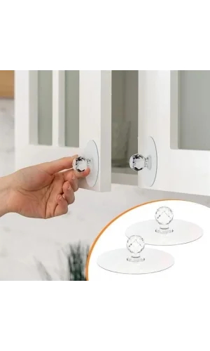 BUFFER® 2 Adet Kristal Kendiliğinden Güçlü Yapışkanlı Kulp Askısı Tutma Kolu