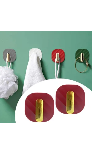 BUFFER® 2li Yapışkanlı Retro Askılık Dolap Kapak Kulpu Kırmızı