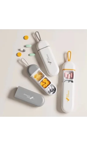 BUFFER® 3 Bölmeli Taşınabilir Seyahat Tipi Hap Saklama Kutusu İlaç Saklama Kutusu