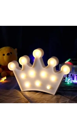 BUFFER® 3D Dekoratif Pilli Kraliçe Tacı Model Led Masa ve Gece Lambası