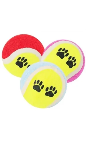 BUFFER®  3lü Renkli Desenli Tenis Topu Kedi Köpek Oyuncağı