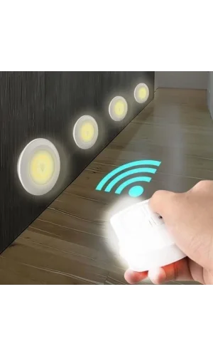 BUFFER® 3lü Uzaktan Kumandalı Pilli Yapışkanlı Kablosuz Led Spot Lambalar