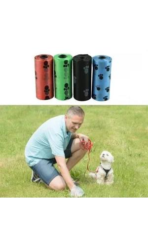 BUFFER® 4lü Evcil Hayvanlar Için Pati Desenli Kedi Köpek Kaka Poşeti Torbası