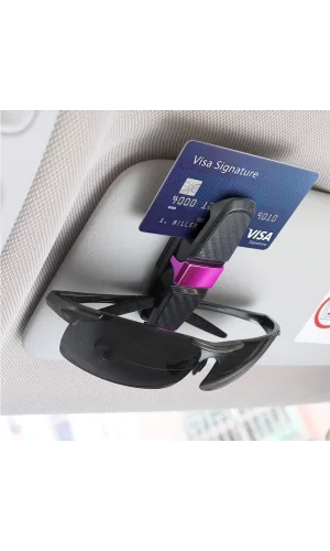 BUFFER® Araç İçi Güneşliğe Takılan 2li Gözlük,Kart,Para Takmalık Aparat
