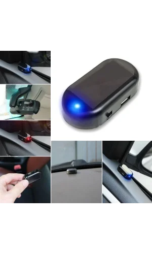 BUFFER®  Araç İçin Caydırıcı Solar Enerji İle Şarj Olan  Güçlü Yapışkanlı Işıklı Plastik Mini Sahte Alarm