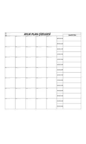 BUFFER® Aylık Planlayıcı Manyetik Duvar Stickerı Takvim Plan Çizelgesi