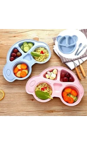 BUFFER® Bebekler İçin Araba Şeklinde Sevimli Mama Tabağı Çocuk Tabldot