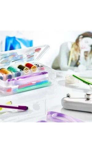 BUFFER® Çift Taraflı Bölmeli Hobi Dikiş Kutusu Ardunio Malzeme Kutusu