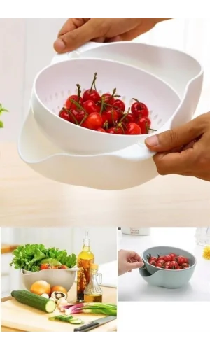 BUFFER® Çok Amaçlı 360 Derece Dönebilir Pratik Hazneli Mutfak Süzgeç Elek