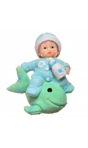 BUFFER® Decotown Hediyelik Sevimli Mavi Bebek Biblo Polyester Süs Eşyası