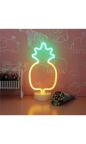 BUFFER® Dekoratif Ananaslı Neon Led Masa Ve Gece Lambası Hediyelik Lamba