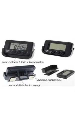 BUFFER® Ev ve Araç Tipi Dijital Saat Kronometreli Alarmlı Pilli Saat