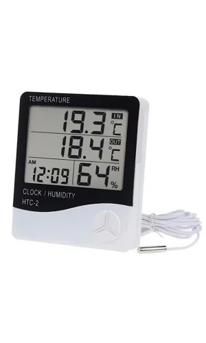 BUFFER® İç ve Dış Ortam Sıcaklığını Ölçebilen LCD Ekran Saat Göstergeli Alarmlı Nem Ölçer Termometre