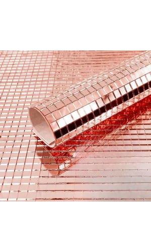 BUFFER® Kare Bronz Cam Mozaik Fayans Çıkartmaları El İşi Kare Cam Fayans Kendinden Yapışkanlı Aynalı Dekor Panel 30x30 Cm