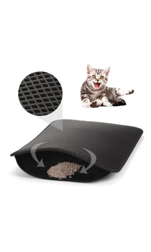 BUFFER® Kedi Tuvalet Önü Kum Toplayıcı Temizleyici Elekli Gri Paspas