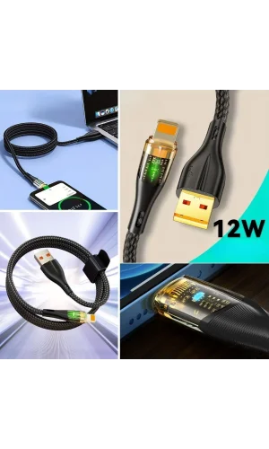 BUFFER® Led Işık Uçlu Sağlam İp Kablolu USB to Lightning Hızlı Şarj Kablosu