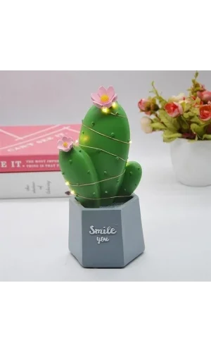 BUFFER® Led Işıklı Kaktüs Biblo Ev Dekorasyon ve Hediyelik Eşya Led Aydınlatma