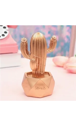 BUFFER® Led Işıklı Sevimli Kaktüs Dekoratif Masa Lambası Mini Biblo Gece Lambası-GOLD
