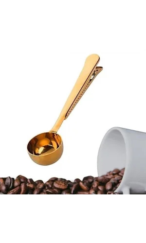 BUFFER® Mandallı Kahve Ölçü Kaşığı Gold Çok Fonksiyonlu Paslanmaz Çelik Kaşık
