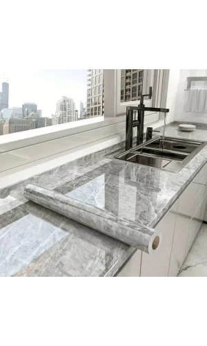 BUFFER® Mermer Desenli Sticker Folyo Atina Grisi 60CM*5MT