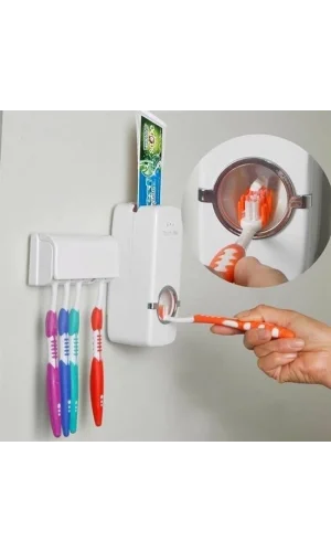 BUFFER® Otomatik Diş Macunu Sıkacağı ve 5 Adet Diş Fırası Tutacağı Diş Fırçalığı