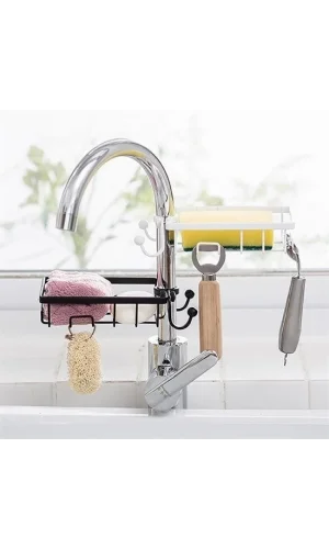 BUFFER® Paslanmaz Çelik Mutfak Banyo Musluğuna Sabitlenebilir Sabunluk