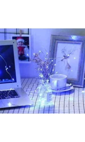 BUFFER® Pilli 5 metre Dekoratif Peri Led Beyaz Aydınlatma Süsleme Lambası