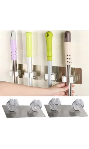 BUFFER® Pratik Organizer 4lü Yapışkanlı Fırça Paspas Mop Fırça Sabitleyici Ergonomik Alet Aparatı