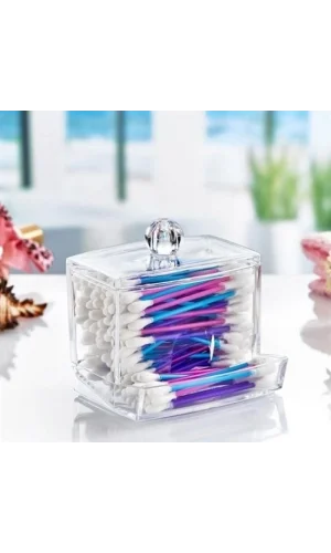 BUFFER® Şeffaf Kapaklı Kulak Temizleme Çubuğu Organizatörü Saklama Kutusu