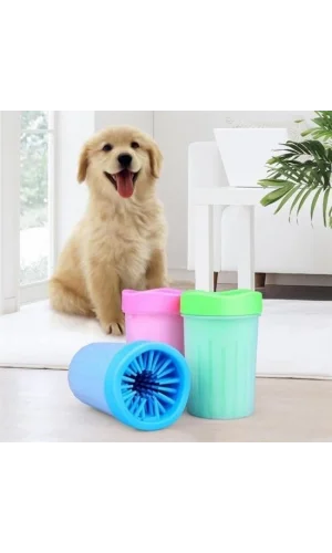 BUFFER® Silikon Jel Fırçalı Kedi Köpek Pati Ayak Yıkama Temizleme Kovası (Küçük)