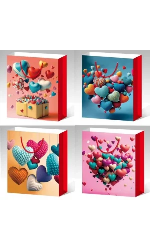 Büyük Boy Kalp Desenli Karton Çanta