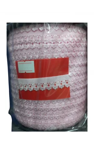 Çamaşır Lastiği Dantelli 1 cm 1 Metre Açık Pembe