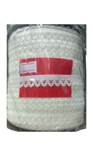 Çamaşır Lastiği Dantelli 1 cm 1 Metre Ekru