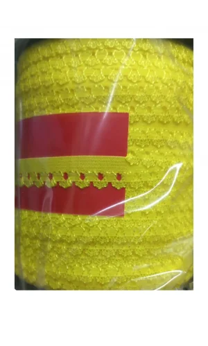 Çamaşır Lastiği Dantelli 1 cm 1 Metre Sarı