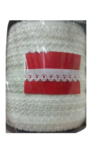Çamaşır Lastiği Dantelli 1 cm 75 Metre 1 Top Kırık Beyaz