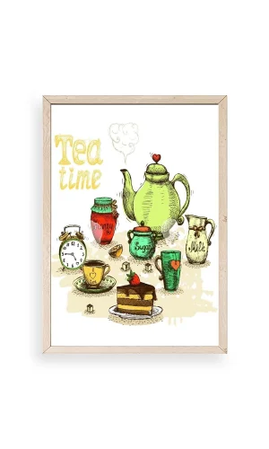 Çay Vakti Ahşap Çerçeveli Tablo