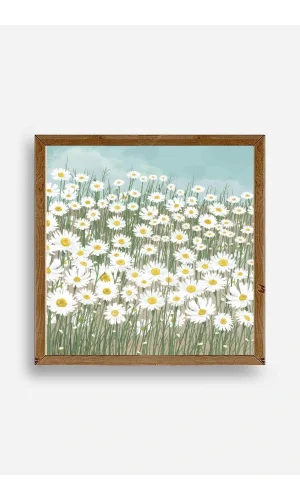 Çiçekler Ahşap Çerçeveli Tablo