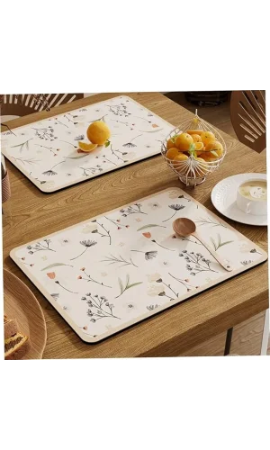 Çiçekli Kaymaz Servis Matı