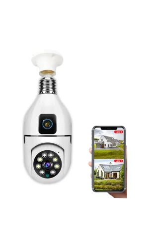 Çift Lensli Duy Girişli Kablosuz Ampul Kamera