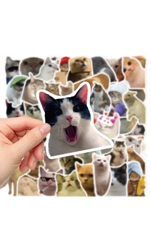 Çılgın Kediler Macbook Notebook Tablet Telefon Ajanda Laptop Defter Sticker Seti