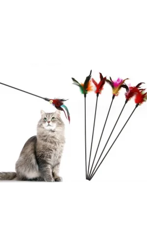 Çıngıraklı Tüylü Kedi Oyun Çubuğu