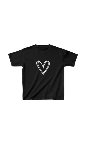 Çocuk Kız Baskılı T-Shirt - Siyah