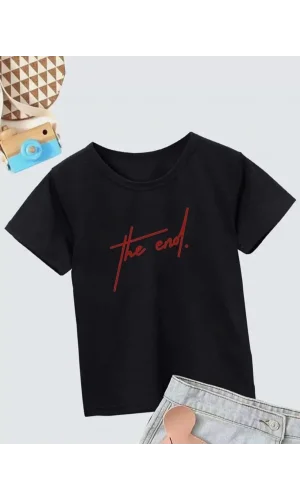 Çocuk Unisex Baskılı T-Shirt - Siyah