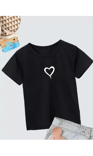 Çocuk Unisex Baskılı T-Shirt - Siyah