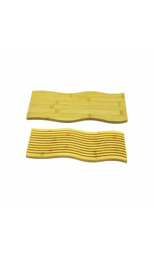 Dalgalı Çift Taraf Tasarımlı Ahşap Sunum Tepsisi