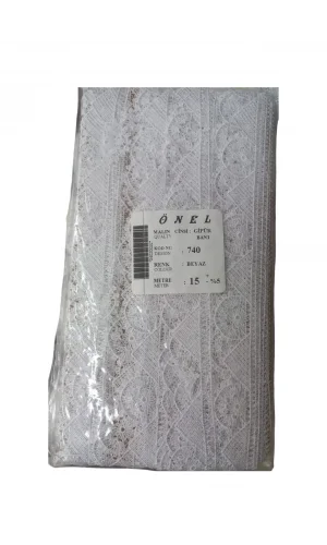 Dantel Polyester Güpür Bant Beyaz 15 Metre En 5 cm ON-740-B